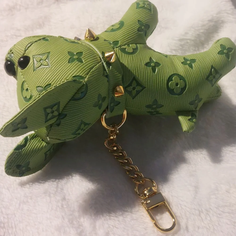 Gorgeous Green Frenchie Gold Chain Bag charm